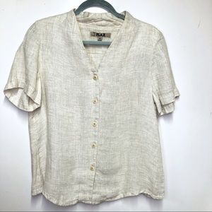 Flax short sleeve linen blouse jacket button up S